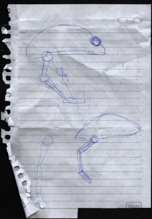 Vista lateral do projeto, desenhado com caneta Bic em folha de caderno